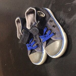 Kids Navy High-Top Canvas Sneakers with Royal Blue Laces